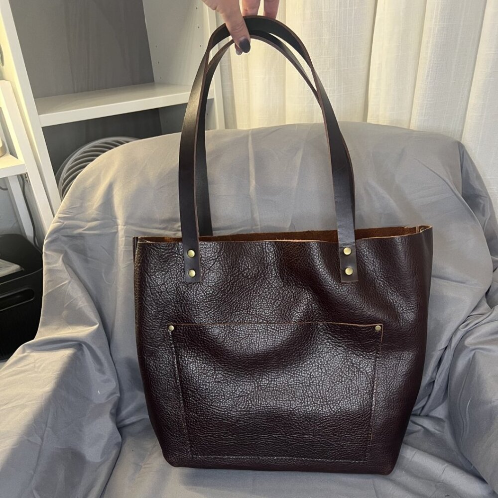 Portland Leather, Cold Brew Tote Bag NWT, with Alpine Bag, Dopp Keychain, Scarf - Picture 3 of 14